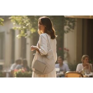 Designer Mesh Tote Bag Cream Color With Inner Pouch Chic Accessory